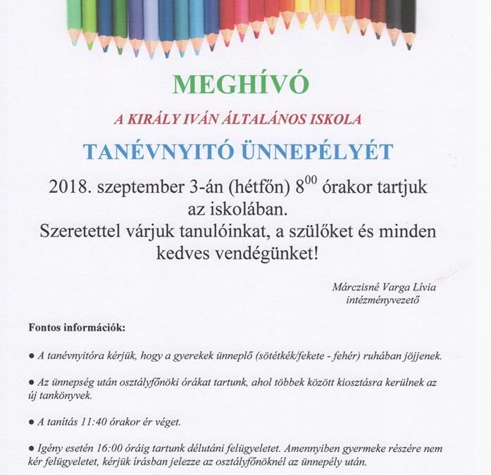 Tanévnyitó 2018/2019-es tanév