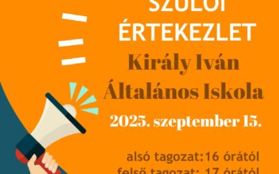 Szülői értekezlet 2025 szeptember 15.